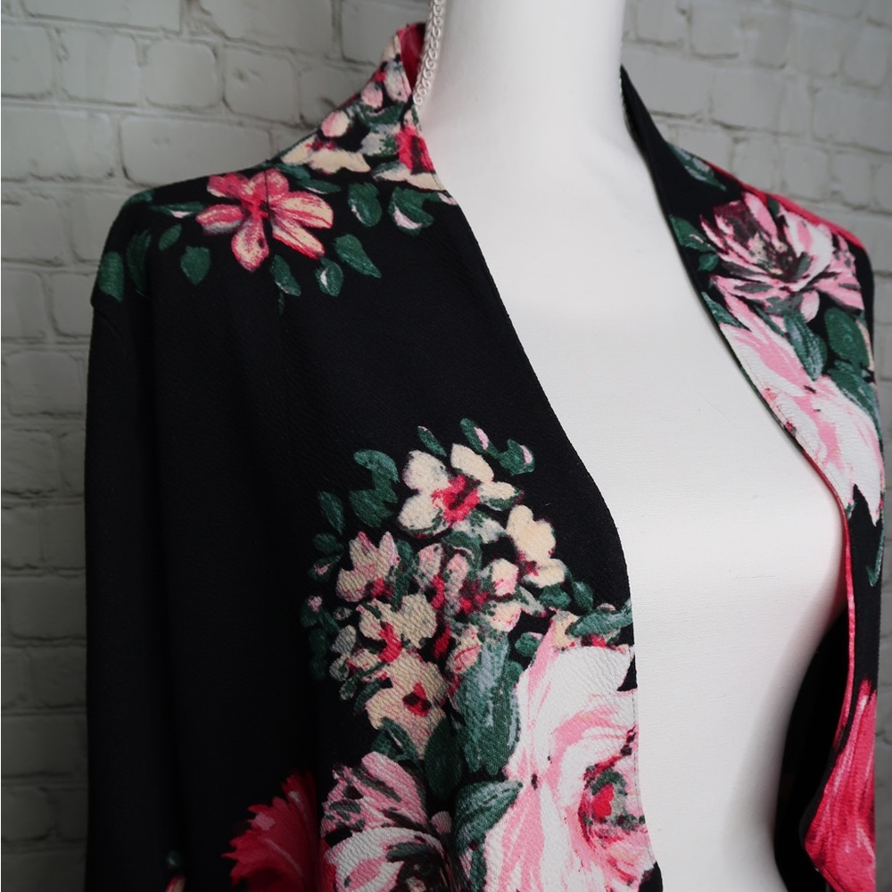 Fashionolic Women’s Stretch 3/4 Gathered Sleeve Open Blazer Jacket